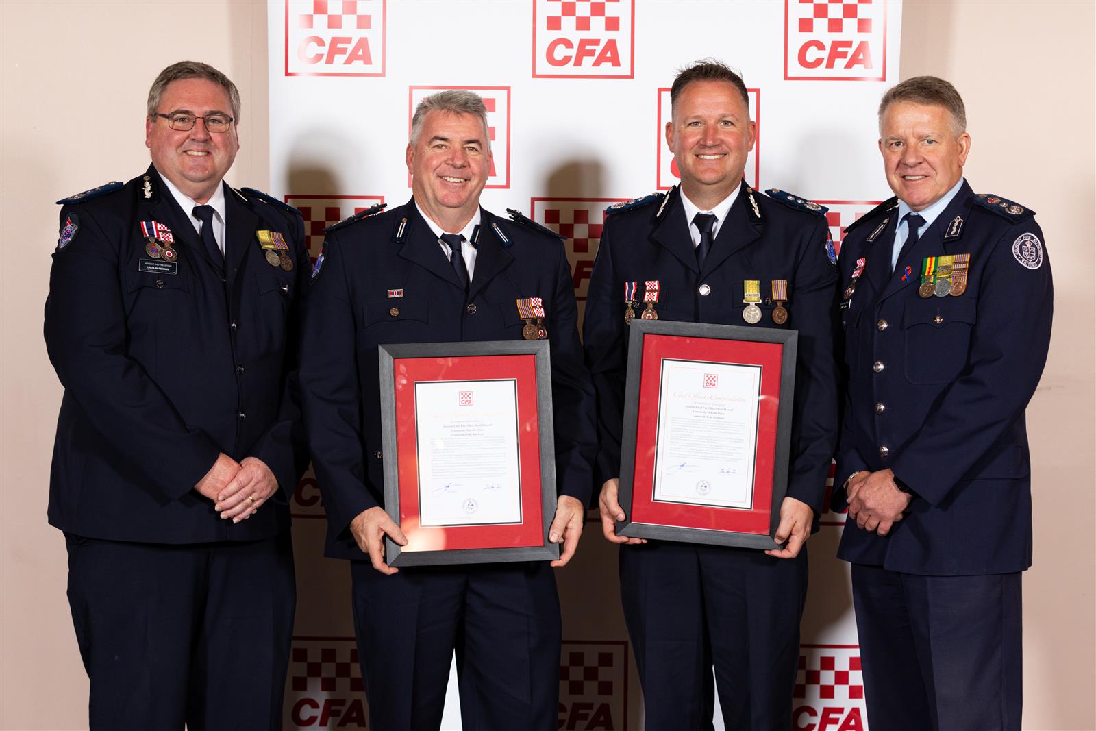 Chief Officer Commendation recipients Commander Malcolm Hayes and ACFO David Maxwell. Credit: Uniform Photography